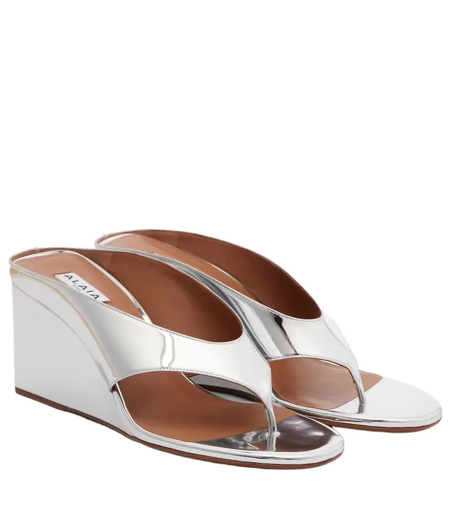 Alaia Alaïa Cube mirrored wedge thong sandals