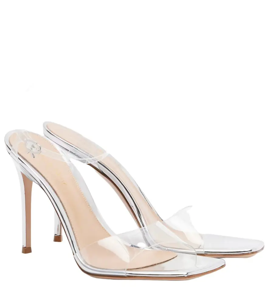 Gianvito Rossi Cher leather-trimmed PVC slingback sandals