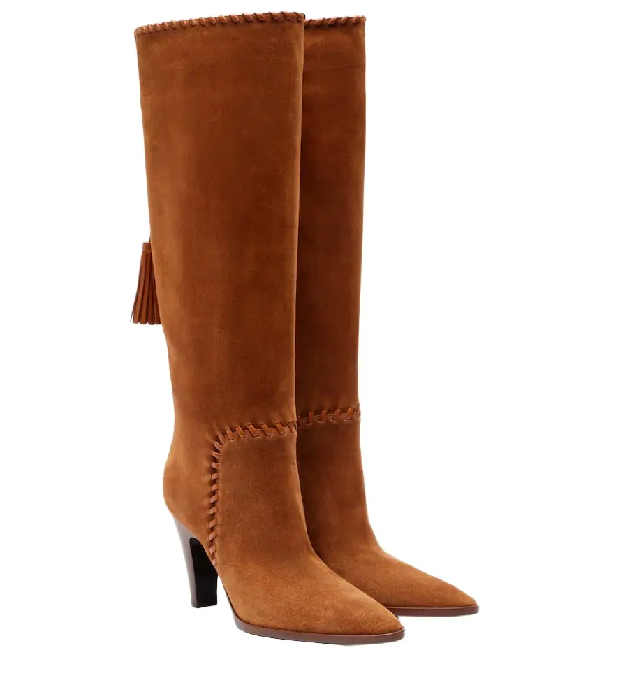 Gianvito Rossi Zaira leather-trimmed suede knee-high boots