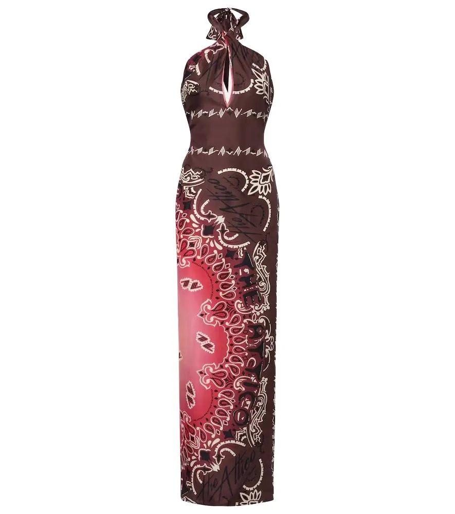 The Attico Printed silk maxi dress