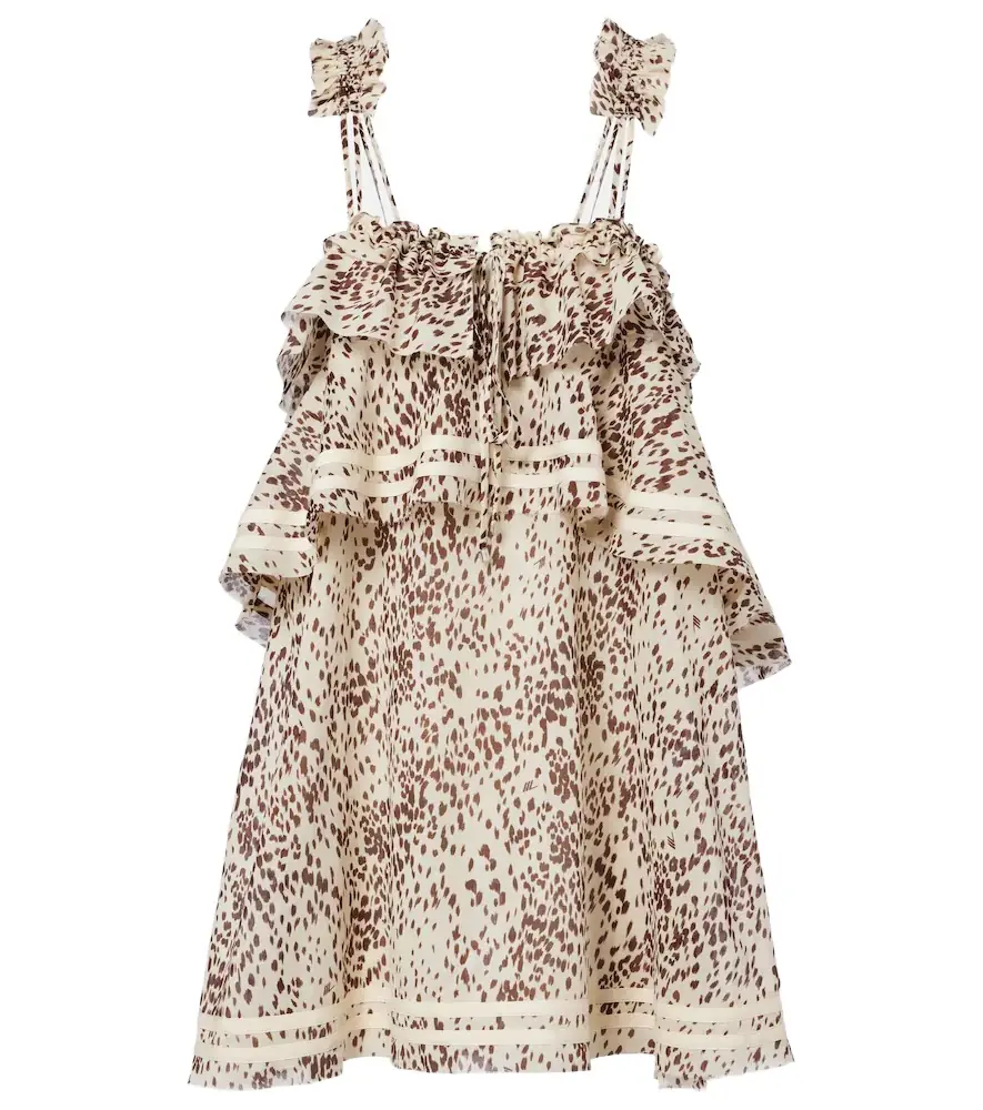 The Attico Leopard-print ruffled cotton minidress