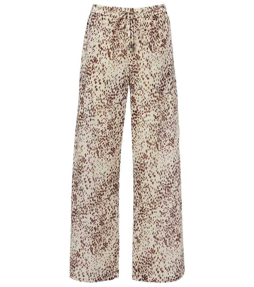 The Attico Leopard-print cotton wide-leg pants