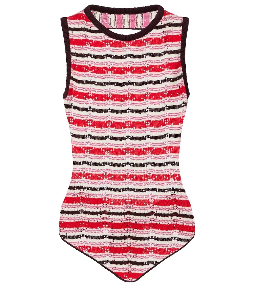 The Attico Striped crochet cotton top