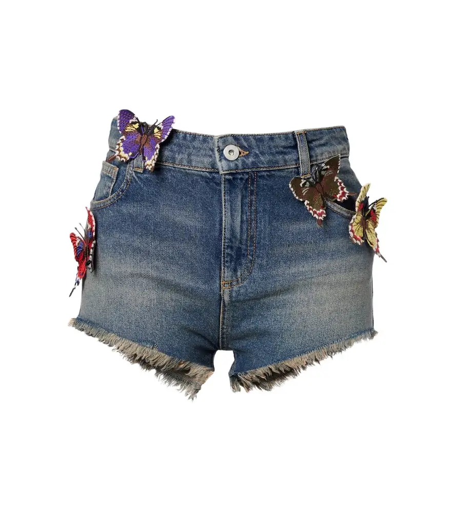 Blumarine Embroidered denim short