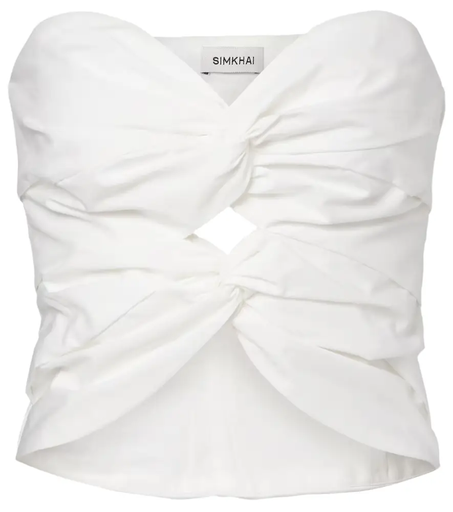 Simkhai Cornelia cutout ruched cotton-blend top