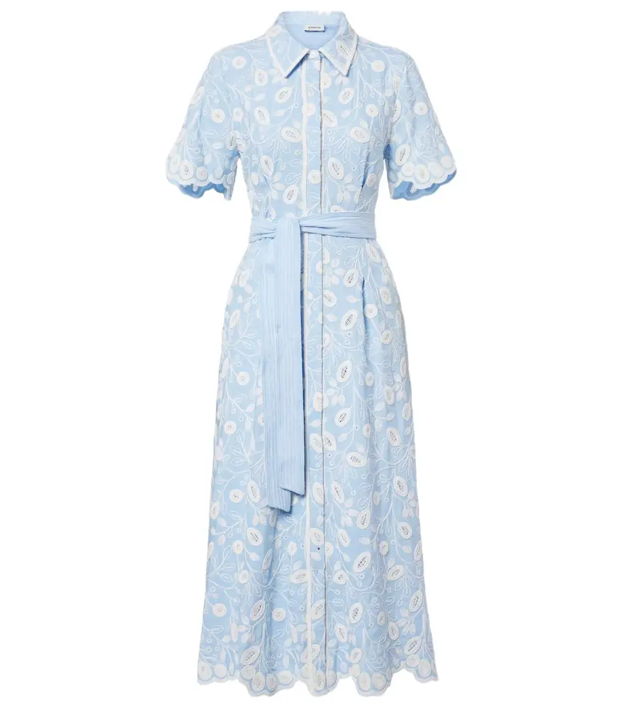 Simkhai Audria embroidered linen-blend midi dress