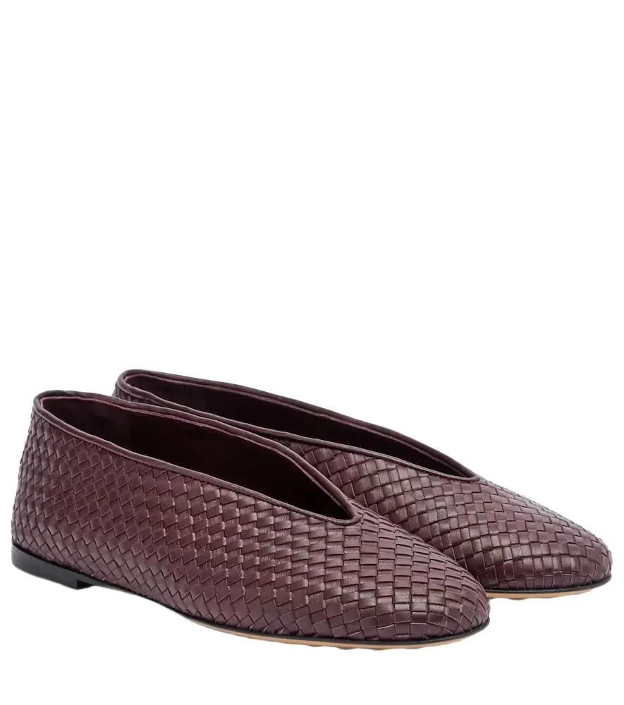 Bottega Veneta Rosa Intrecciato leather ballet flats