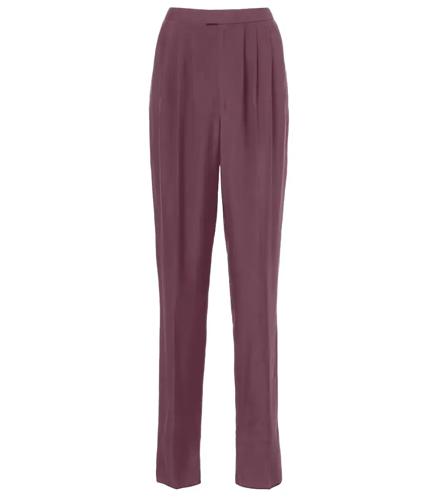 Saint Laurent Pleated silk straight pants