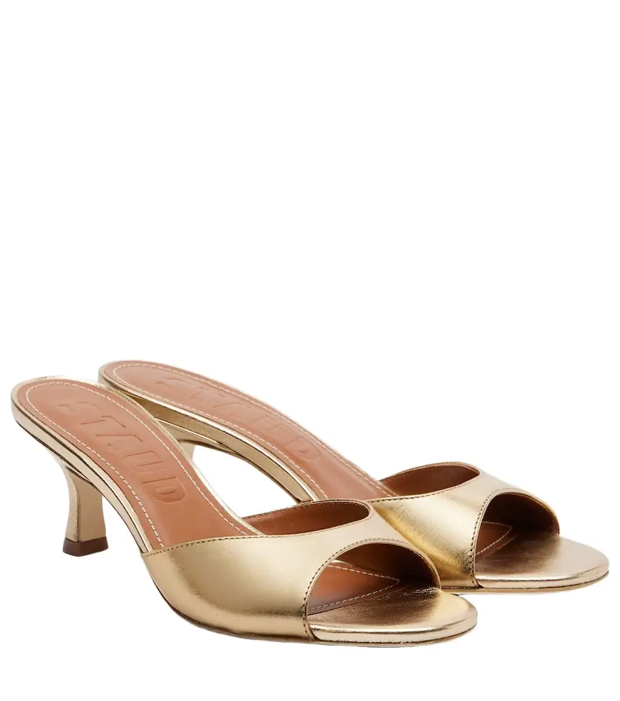 Staud Brigitte 100 metallic leather mules