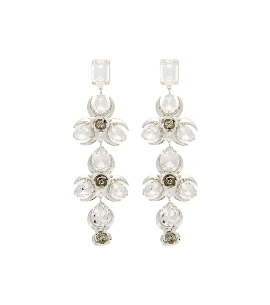 Magda Butrym Crystal-embellished floral drop earrings