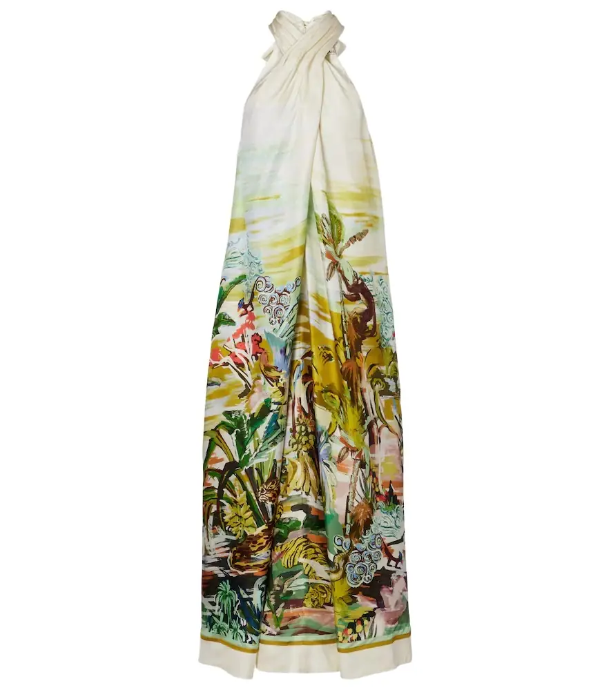 Alemais Alémais Jungle Boogie halterneck silk maxi dress