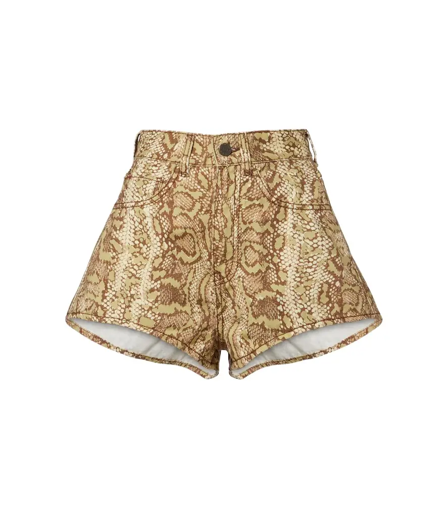 Alemais Alémais Boa snake-print denim shorts