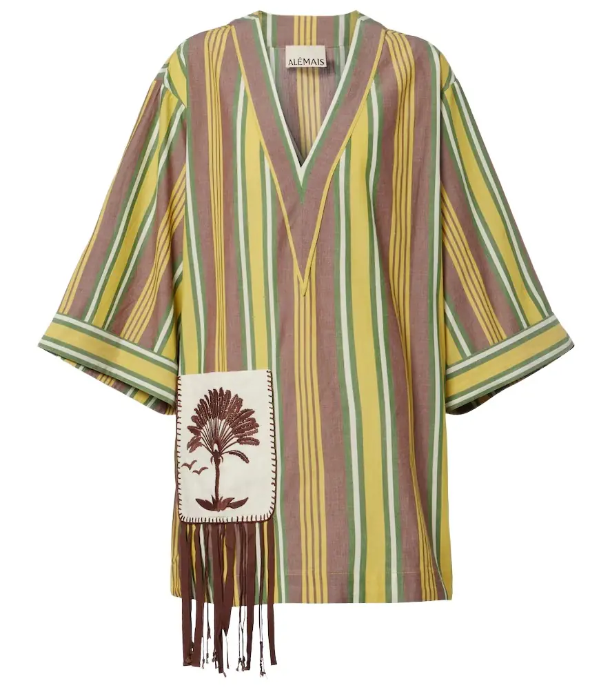Alemais Alémais Clover embroidered striped cotton minidress