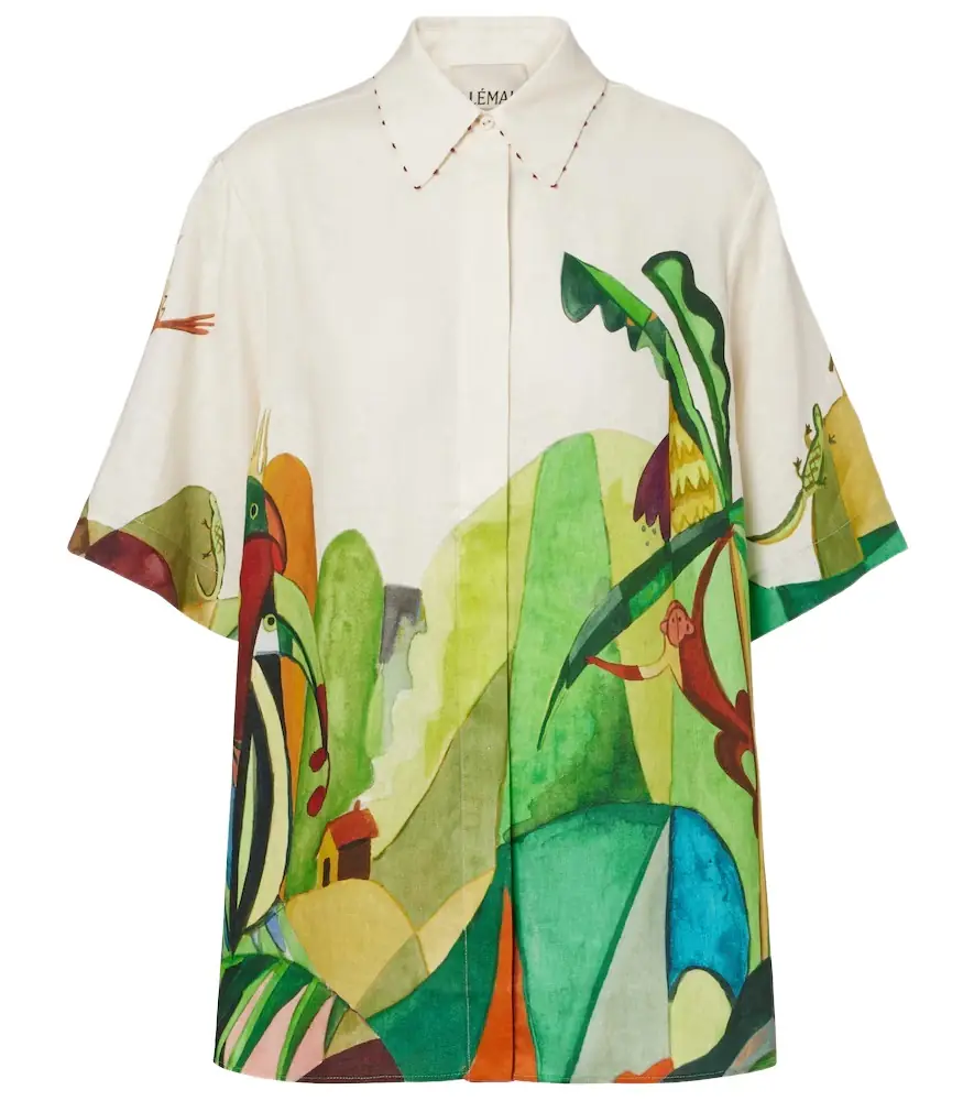 Alemais Alémais x Mokshini linen bowling shirt