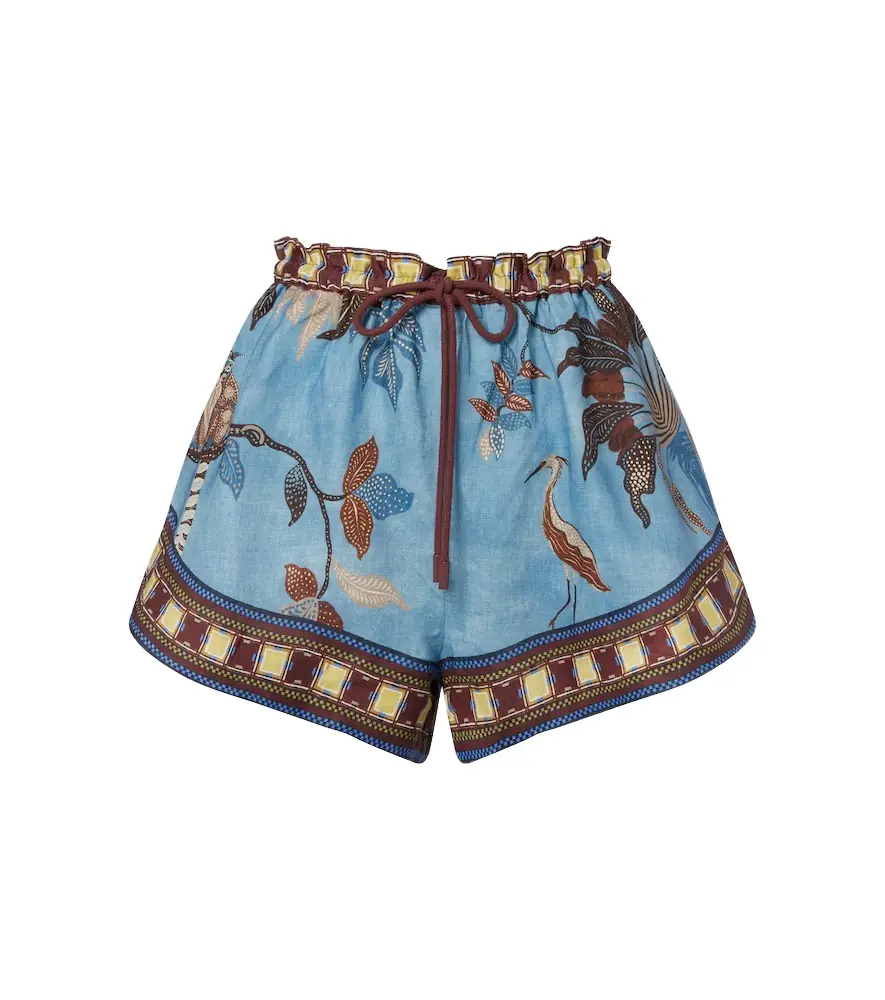 Alemais Alémais Georgie printed linen shorts