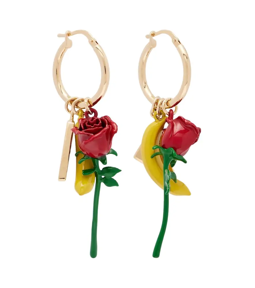 Prada Embellished enamel hoop earrings