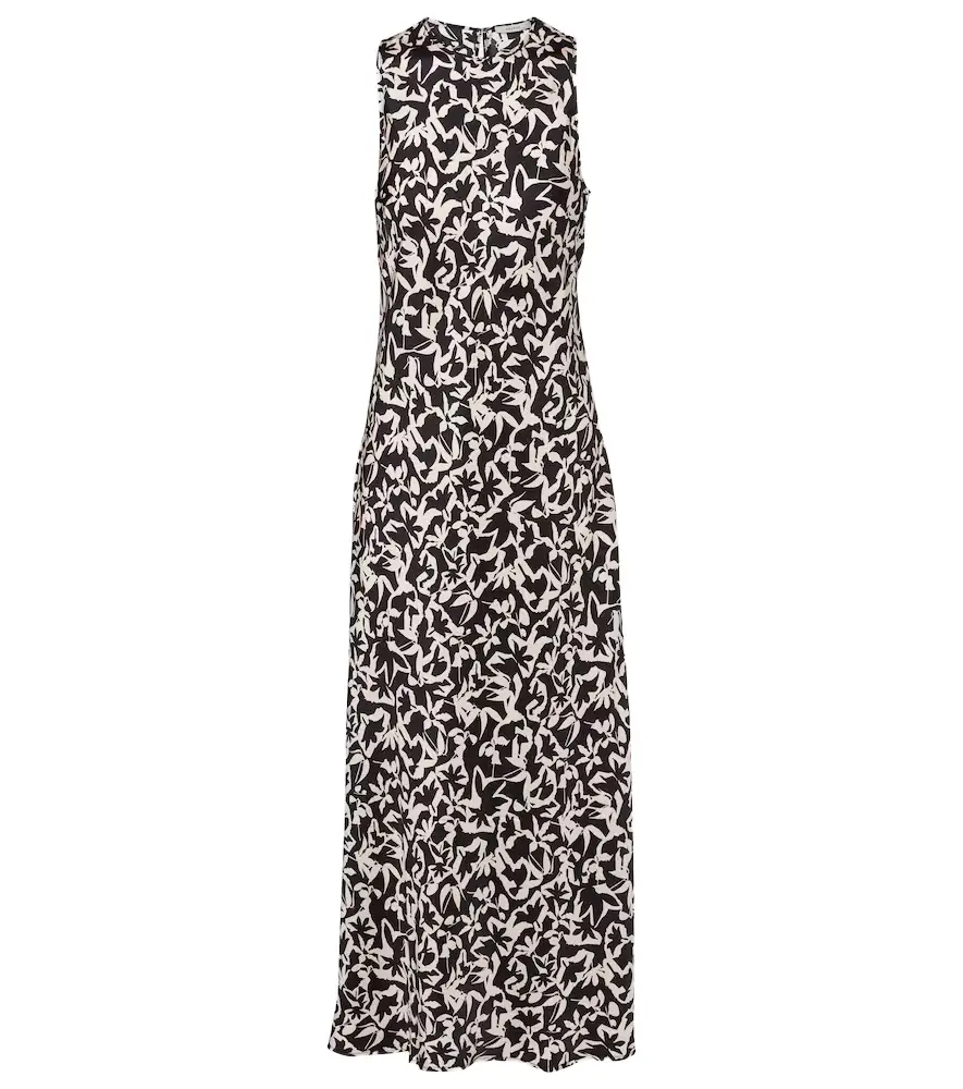 Asceno Valencia printed silk twill maxi dress