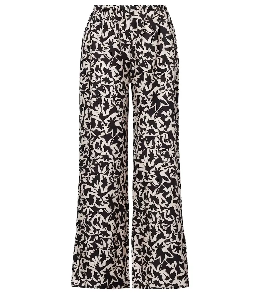 Asceno Loreto printed silk twill wide-leg pants