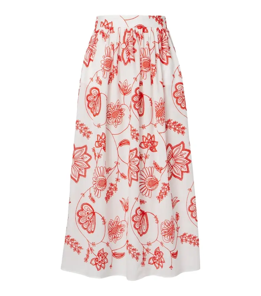 Eres Calie embroidered cotton-blend midi skirt