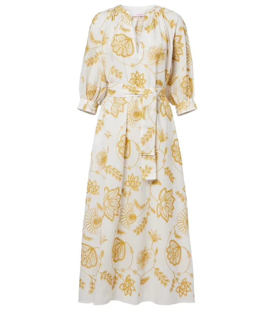 Eres Anjana embroidered cotton-blend midi dress