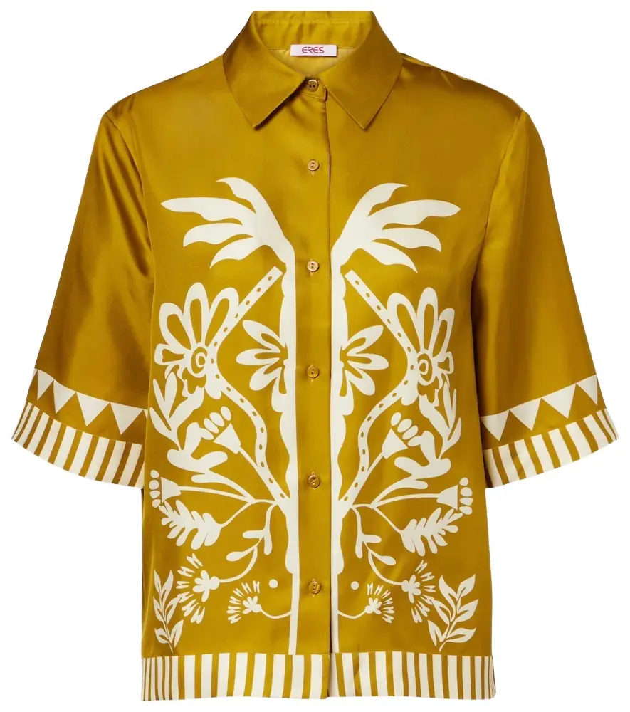 Eres Émeraude floral silk twill shirt