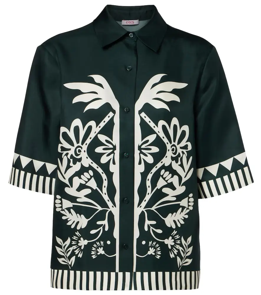 Eres Émeraude printed silk twill shirt