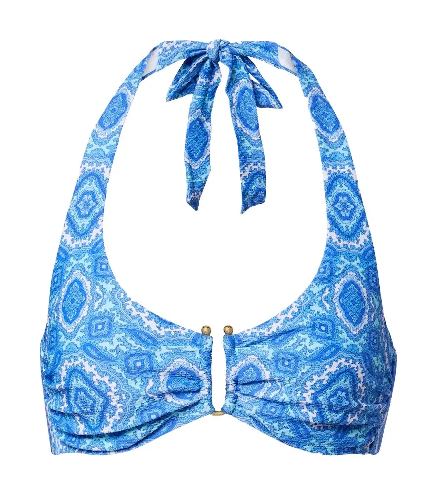 Heidi Klein Mykonos printed triangle bikini top