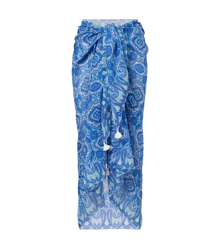 Heidi Klein Mykonos printed cotton and silk beach cover-up