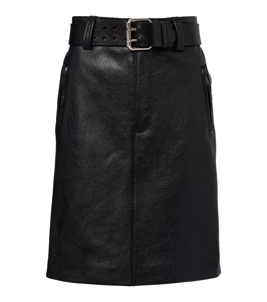Saint Laurent Belted leather pencil skirt