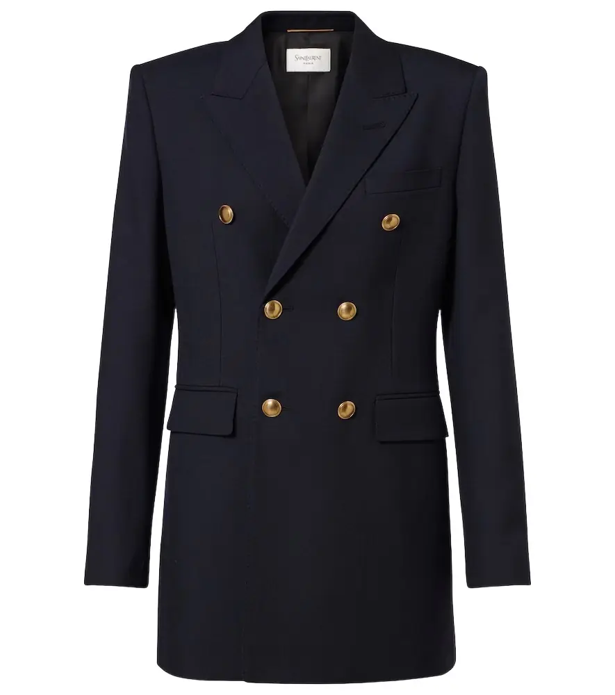 Saint Laurent Double-breasted wool gabardine blazer