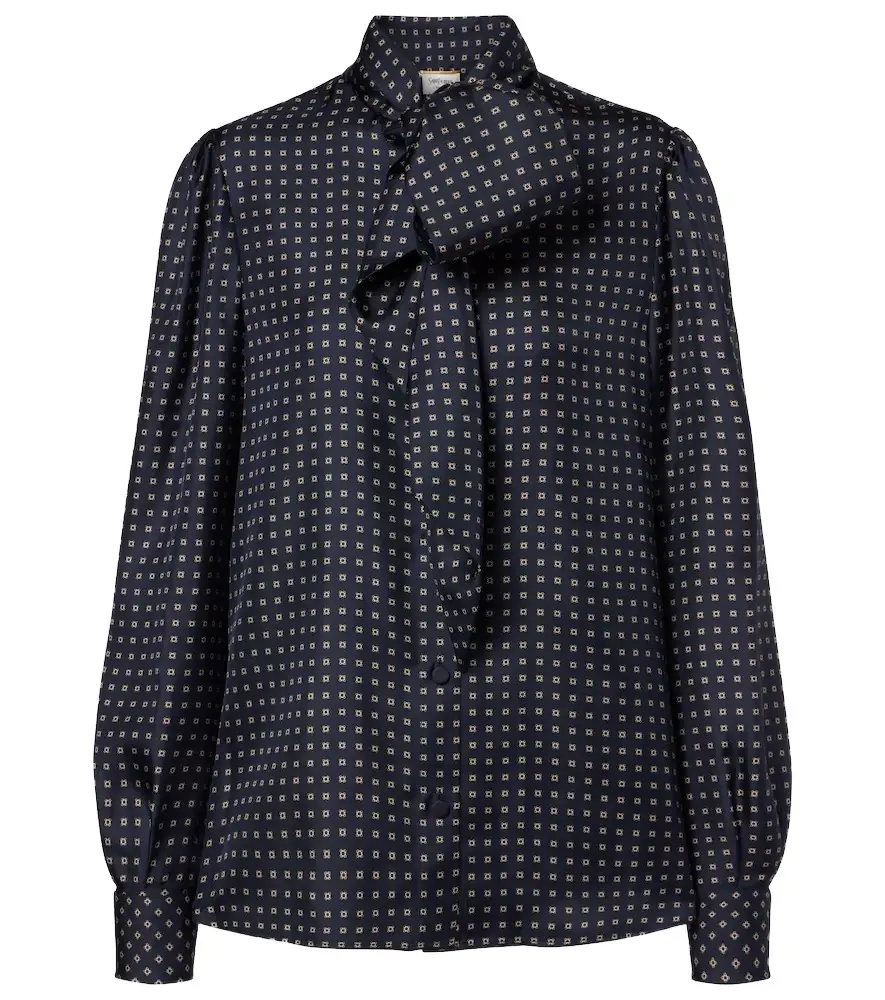 Saint Laurent Printed tie-neck silk crêpe de chine blouse