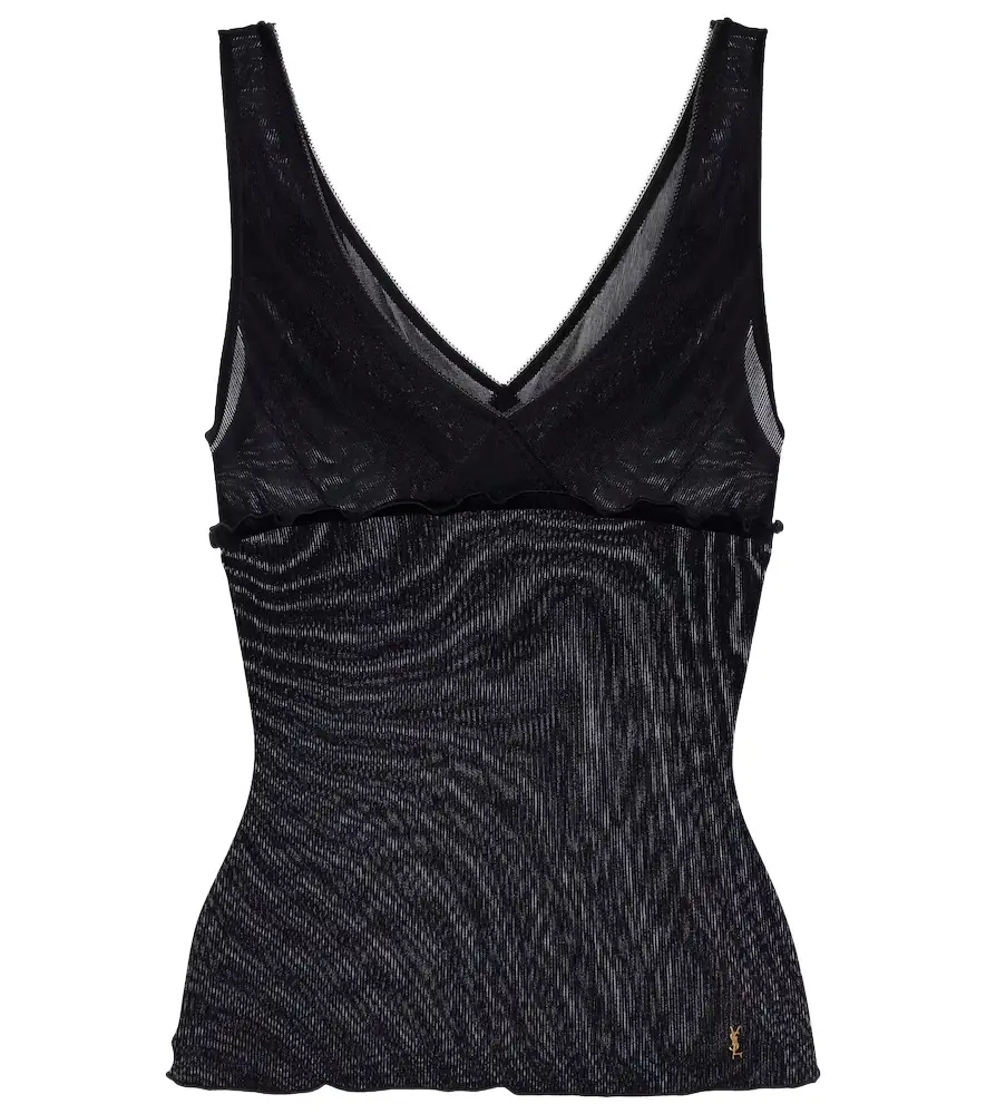 Saint Laurent Scalloped silk satin top