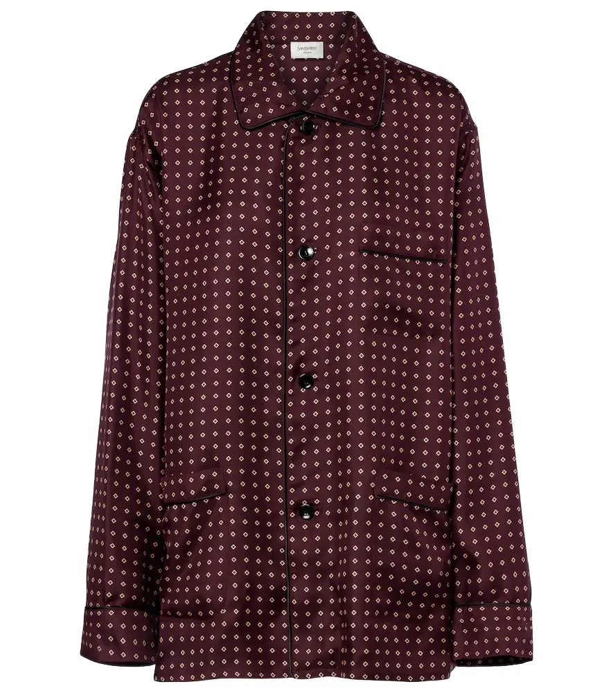 Saint Laurent Printed silk satin pajama shirt