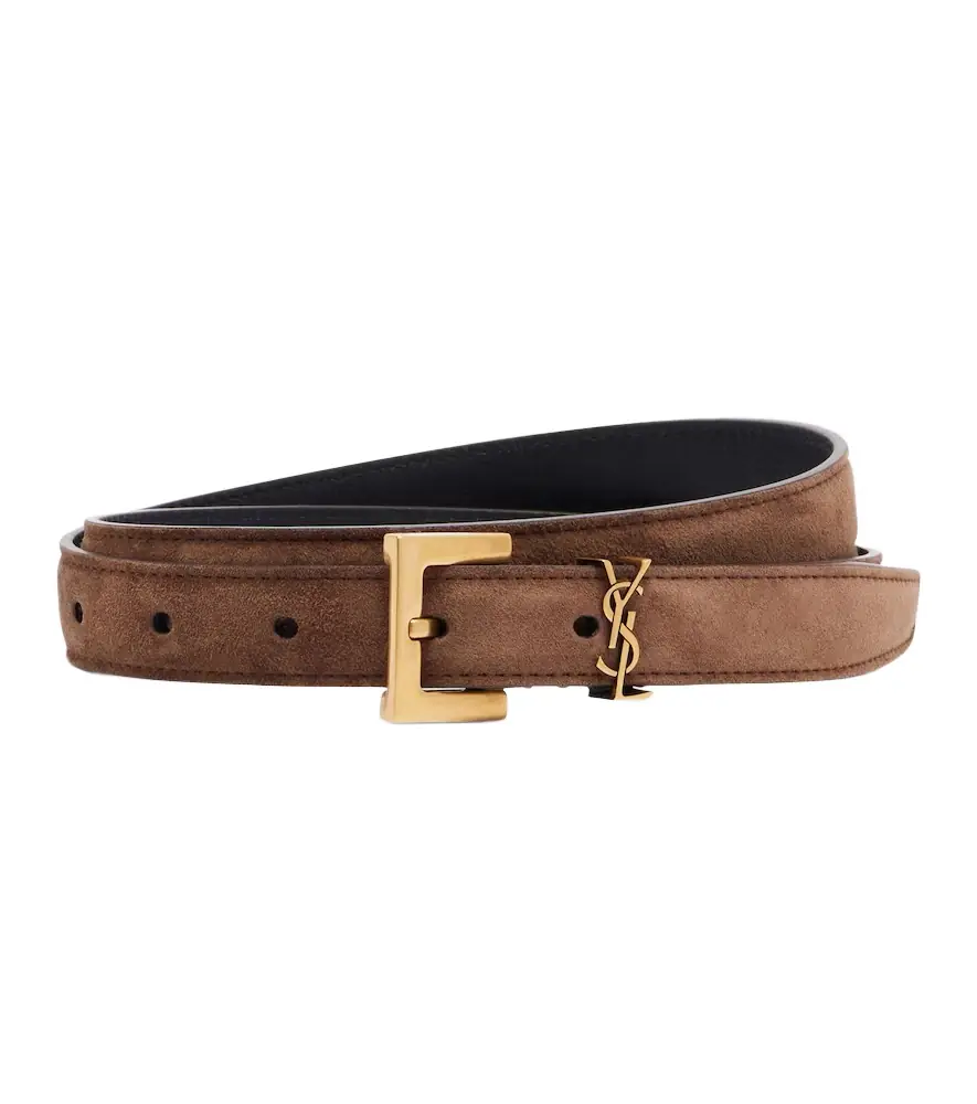 Saint Laurent Cassandre suede belt