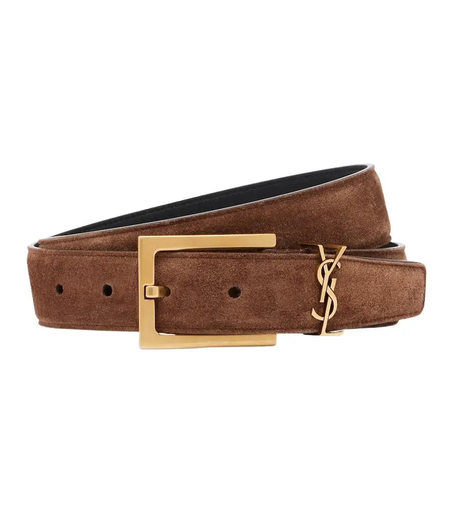 Saint Laurent Cassandre suede belt