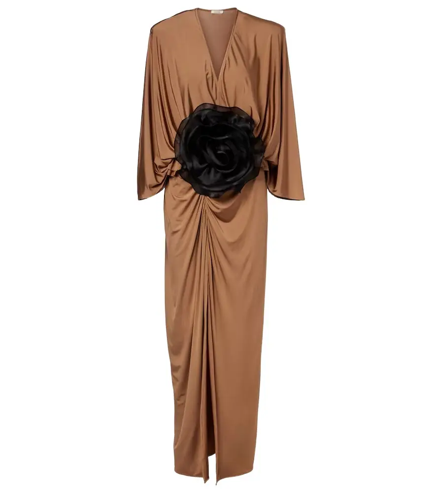 Jacques Wei Floral-appliqué jersey maxi dress