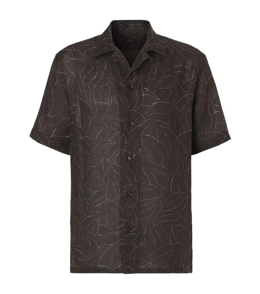 Brioni Printed linen bowling shirt