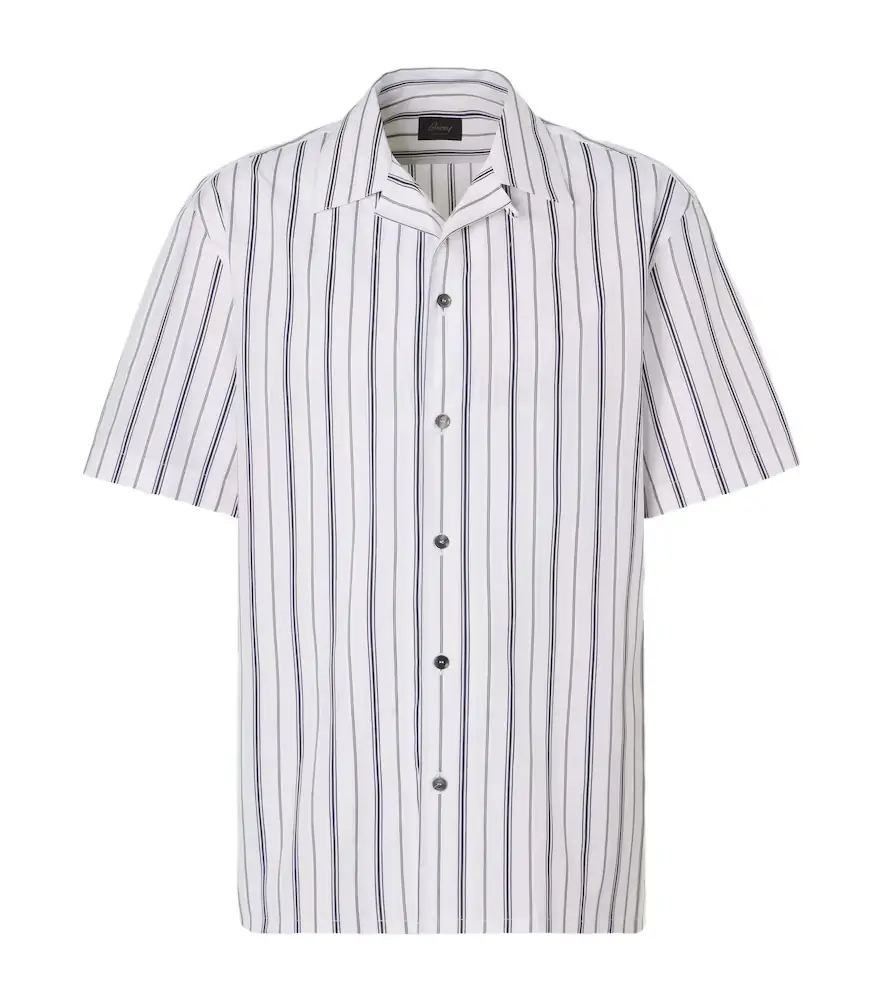 Brioni Striped cotton poplin bowling shirt