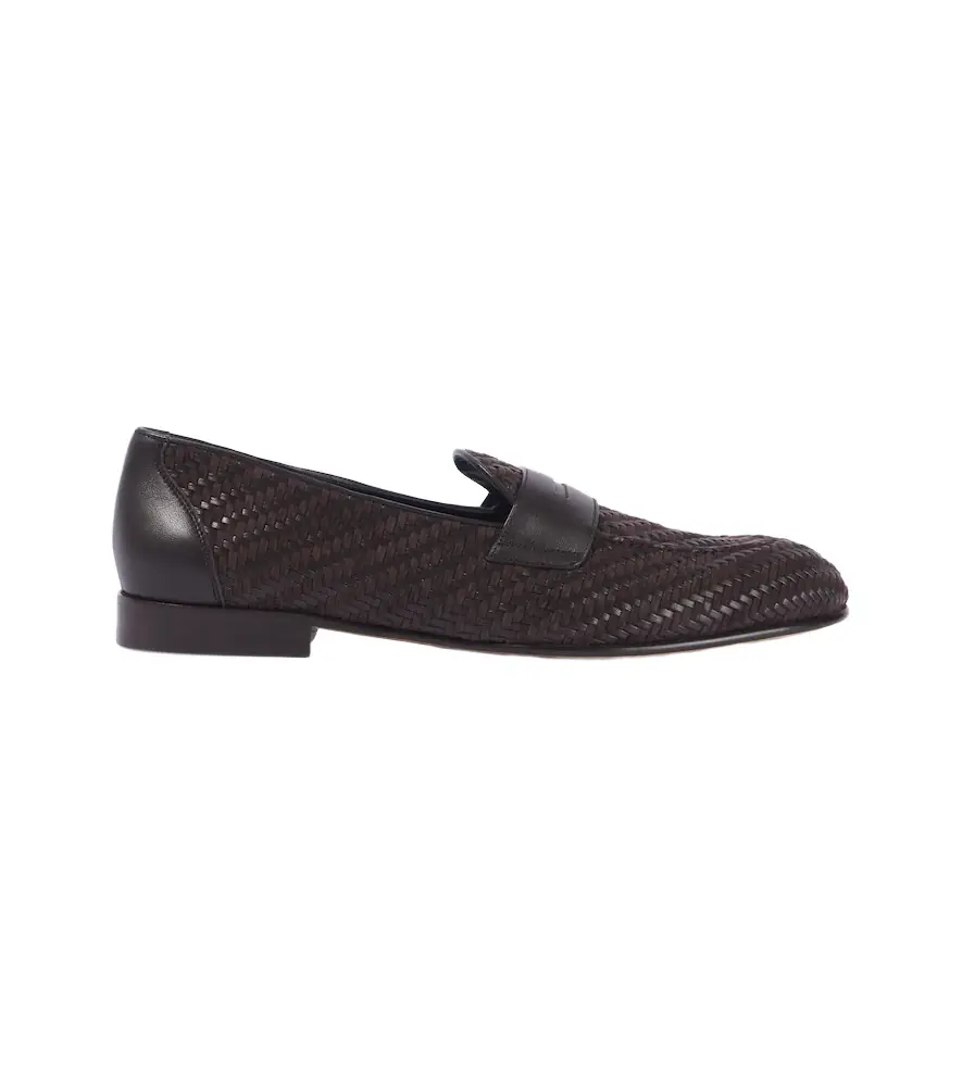 Brioni Appia leather and suede penny loafers