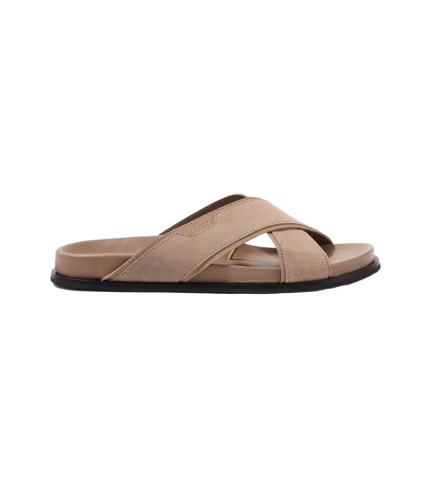 Brioni Leather-trimmed suede sandals
