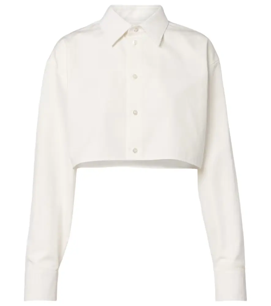 Balenciaga Cropped cotton and silk poplin shirt