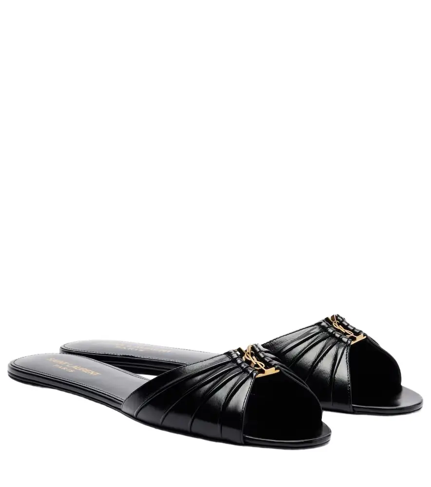 Saint Laurent Cassandre leather slides