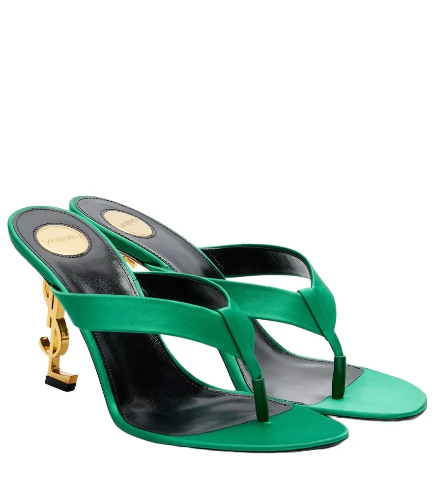 Saint Laurent Opyum Cassandre crêpe satin thong sandals