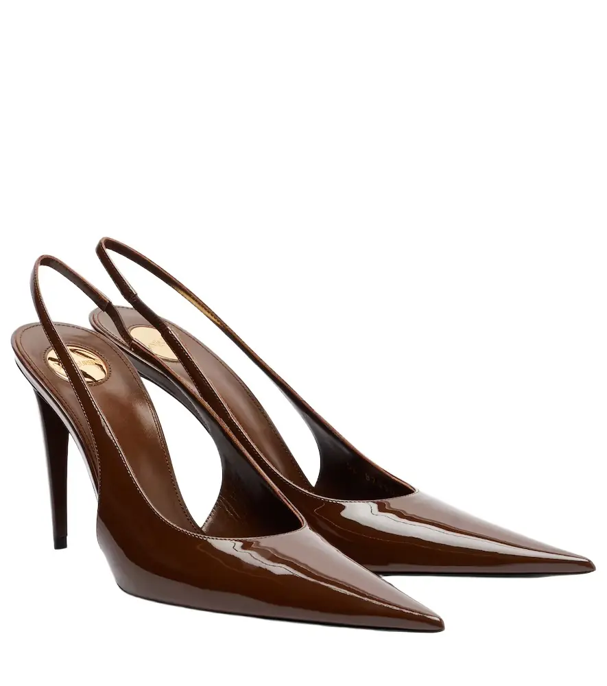 Saint Laurent Guermantes patent leather slingback pumps