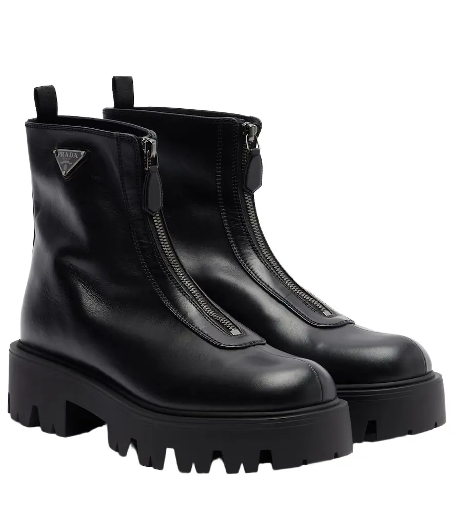 Prada Leather platform ankle boots