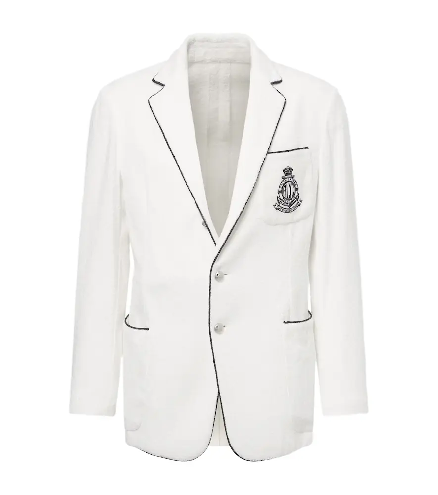 Ralph Lauren Purple Label Embroidered cotton terry blazer
