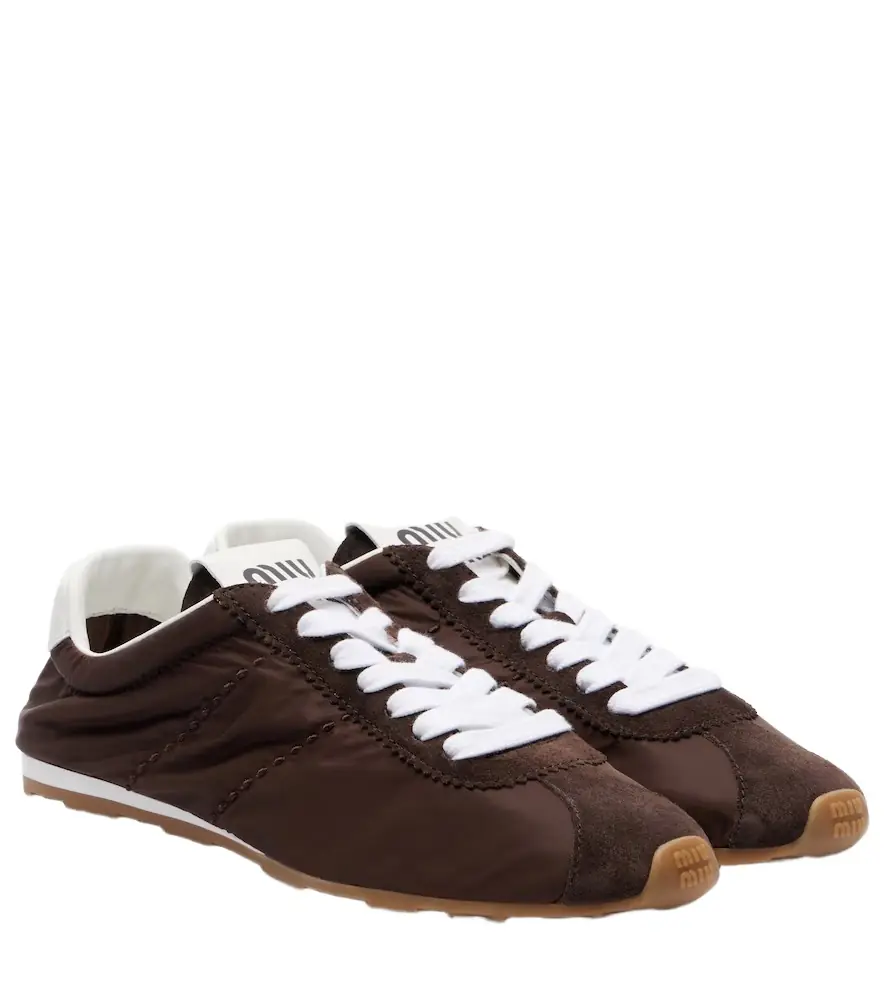 Miu Miu Plume suede-trimmed sneakers