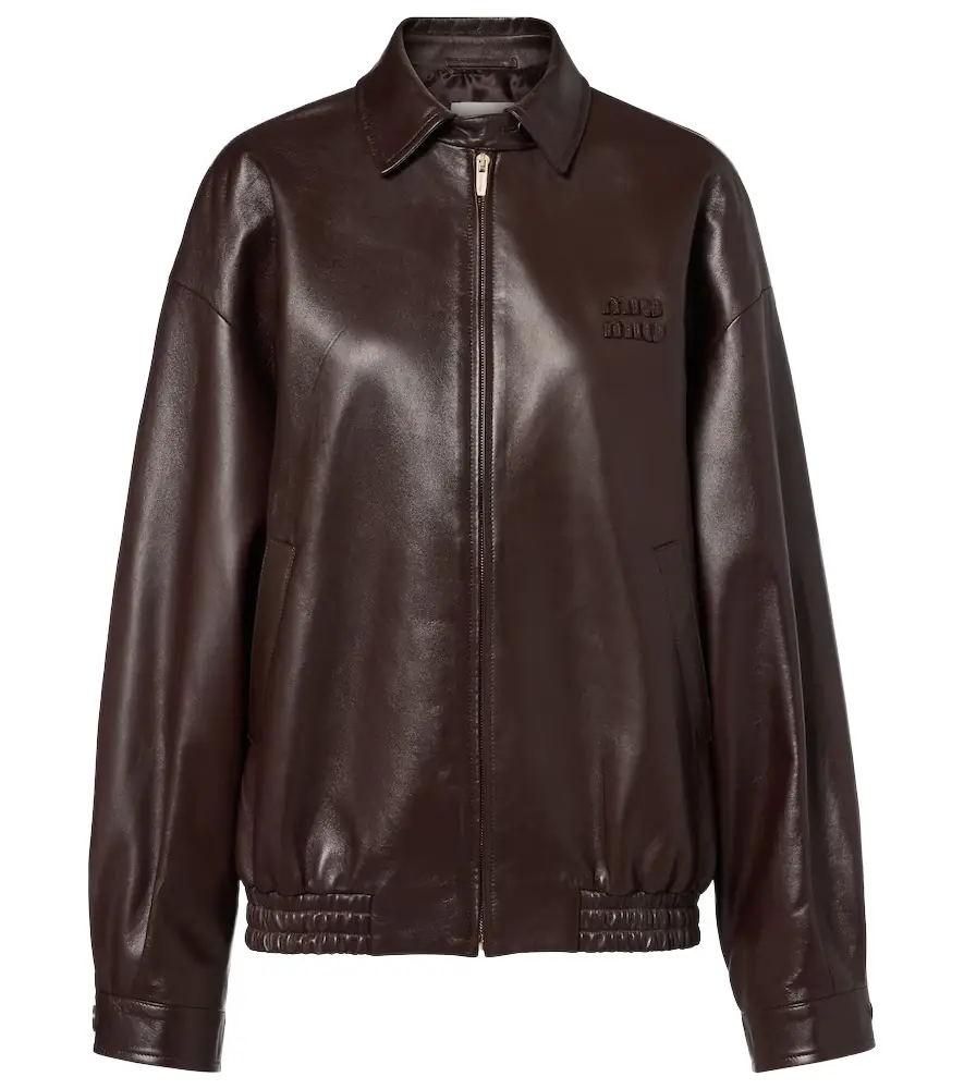 Miu Miu Logo leather jacket