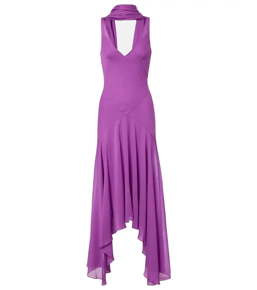 De La Vali Mystica asymmetric georgette midi dress