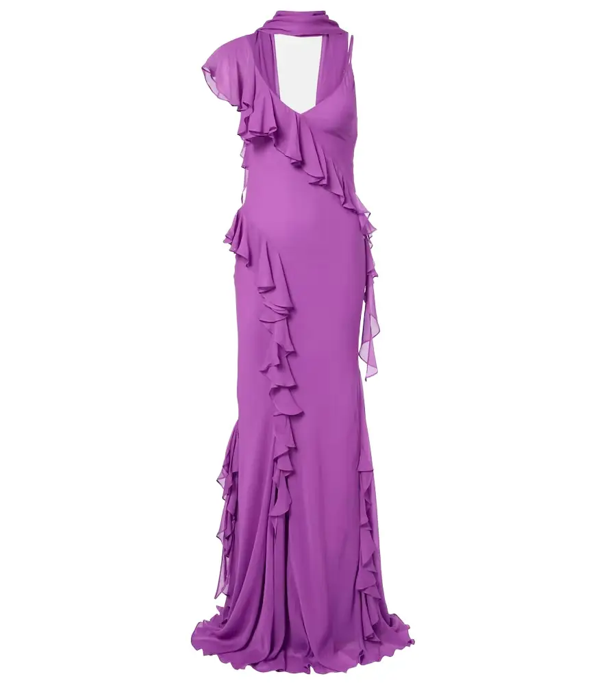 De La Vali Mayara ruffled georgette gown